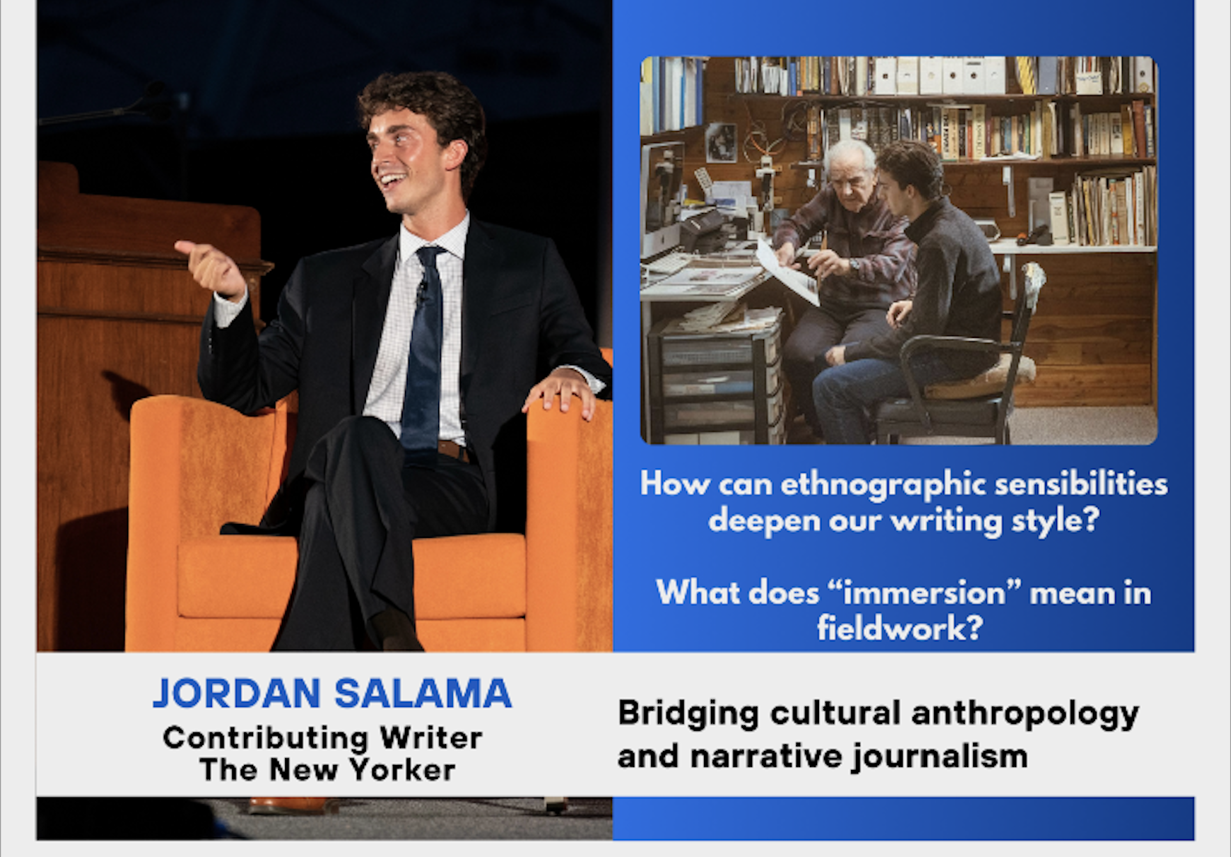 Image of journalist Jordan Salama for Ethnographic Journalism event